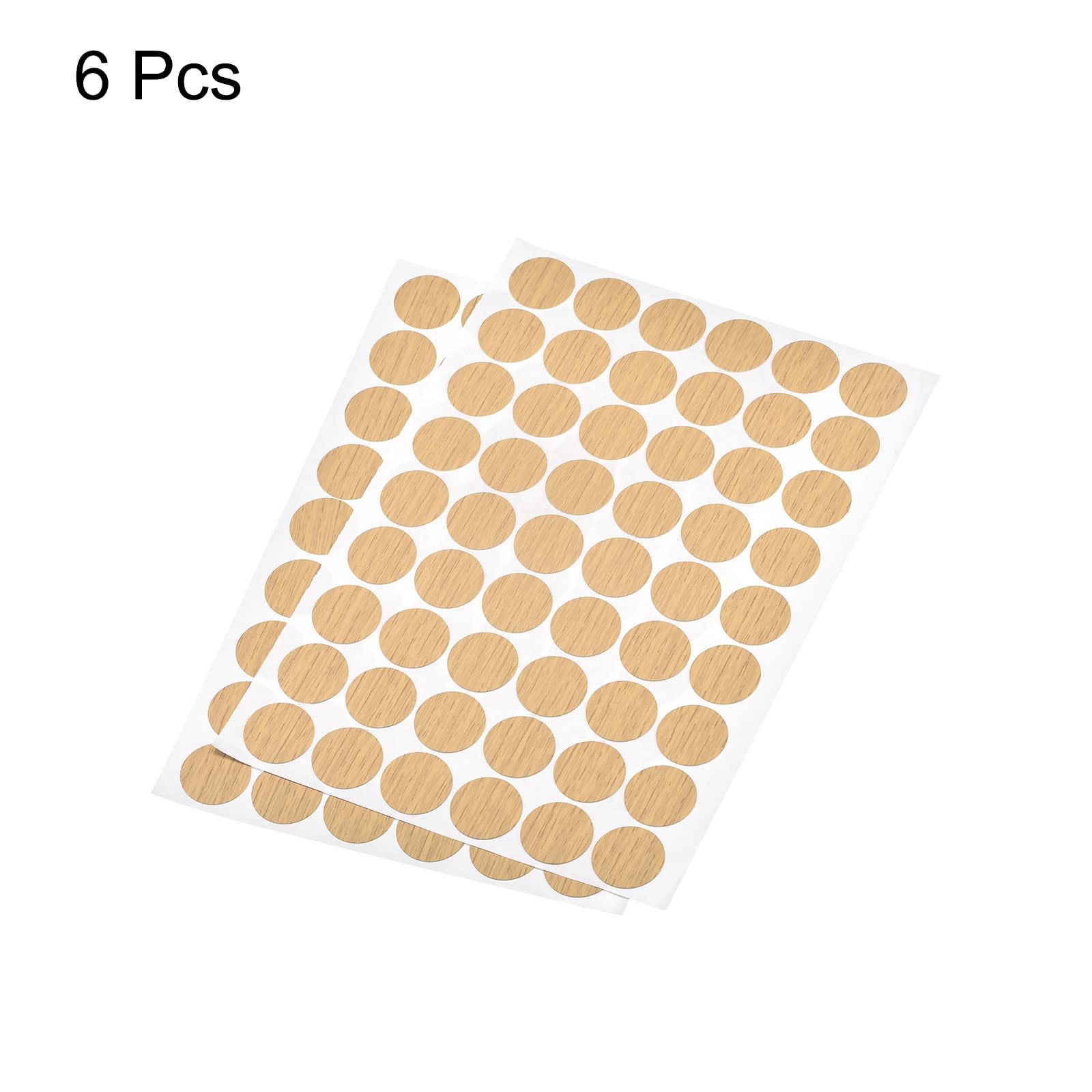 uxcell Screw Hole Cover Stickers, 21mm Dia PVC Self Adhesive Covers Caps for Wood Furniture Cabinet Shelf Wardrobe, Maple 6 Sheet/324pcs