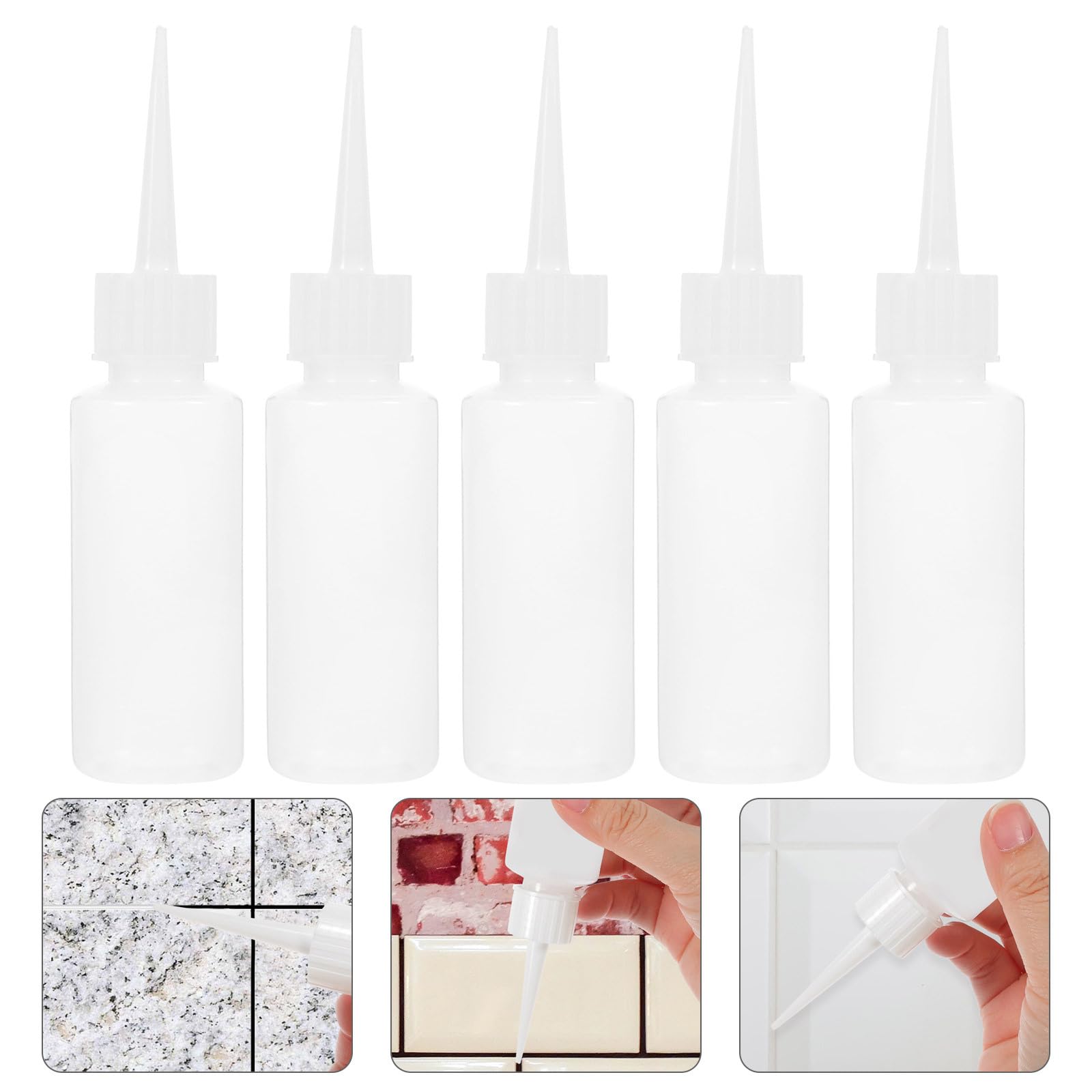 DOITOOL 20pcs Paint Plastic Pancake Caps Dispenser Sauce Ketchup Sand Glue Art Proof Bbq Bottles Leak Tip Liquid Supplies Small Applicator for Diy Dispensing Ml Craft Construction Long