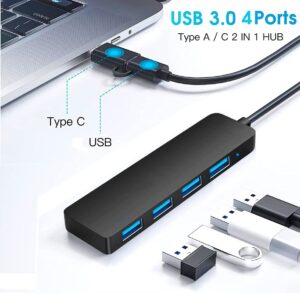 USB 3.0 Hub 2 in1 4-Port, Siawclub USB C to USB Splitter Expander for MacBook Pro, Laptop, Xbox, Flash Drive, HDD, Printer, Camera, Keyborad, Mouse