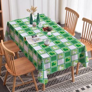 Labeol St Patricks Day Tablecloth, 3 PCS St Patrick's Shamrock Tablecloth, 54"x108" Clover Green Disposable Vinyl Rectangle Tablecloth, St Patricks Day Decorations for Irish Festival St. Patrick's Day