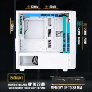 BitFenix Nova Mesh mATX (Micro ATX, Mini ITX) High Airflow PC Gaming Case ARGB Edition White, 3 x ARGB Fans Pre-Installed, 240mm AIO Support at Top, GPU Length Support Up to 345mm (Micro ATX, White)