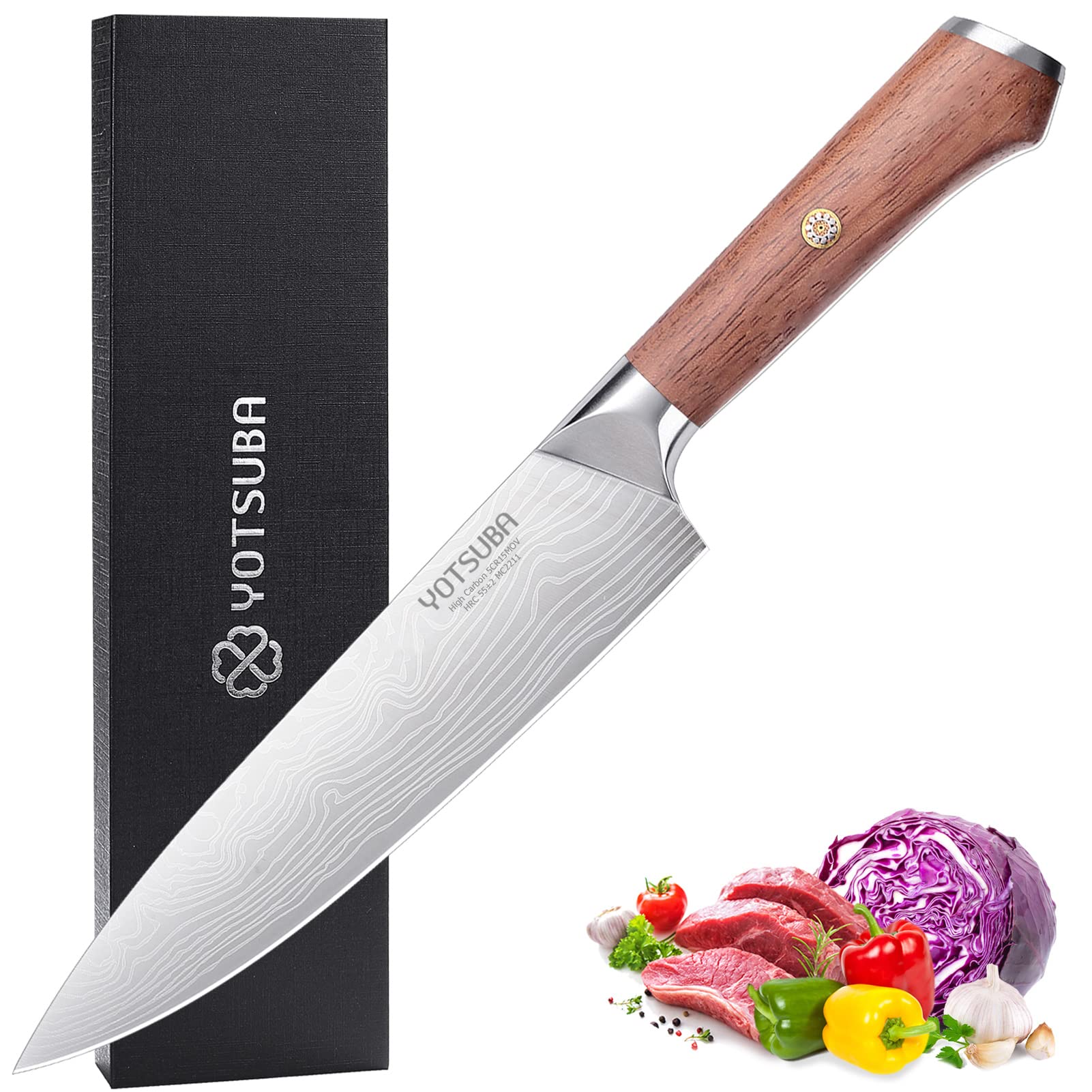 YOTSUBA Chef’s Knife Kitchen Knife, 8 inch Chef Knife A1 made of German High Carbon Stainless Steel, Ergonomic Handle, Ultra Sharp, The Best Choice for Kitchen & Restaurant