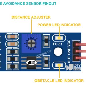 DIYables Infrared Obstacle Avoidance Sensor for Arduino, ESP32, ESP8266, Raspberry Pi, 2 Pieces