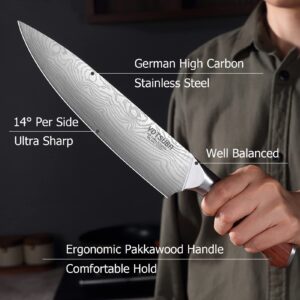 YOTSUBA Chef’s Knife Kitchen Knife, 8 inch Chef Knife A1 made of German High Carbon Stainless Steel, Ergonomic Handle, Ultra Sharp, The Best Choice for Kitchen & Restaurant