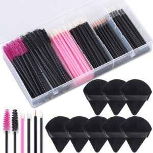 248 pcs disposable makeup applicators with triangle makeup puffs, mascara wands, disposable lip applicators, eyelash liner brushes disposable makeup applicator kit for makeup artist supplies