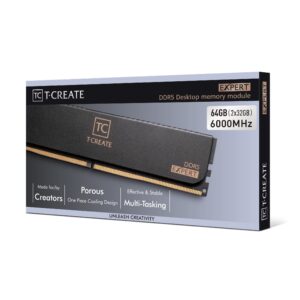 TEAMGROUP T-Create Expert Overclocking 10L DDR5 64GB Kit (2 x 32GB) 6000MHz (PC5-48000) CL34 Desktop Memory Module Ram - CTCED564G6000HC34BDC01, Black-UDIMM