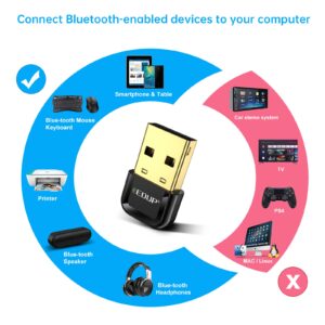 USB Bluetooth 5.3 Adapter for PC, EDUP USB Bluetooth Dongle Receiver Support Windows 11/10/8.1 Plug and Play for Desktop, Laptop, Mouse, Keyboard, Printers, Headsets, Speakers, PS4/ Xbox Controllers