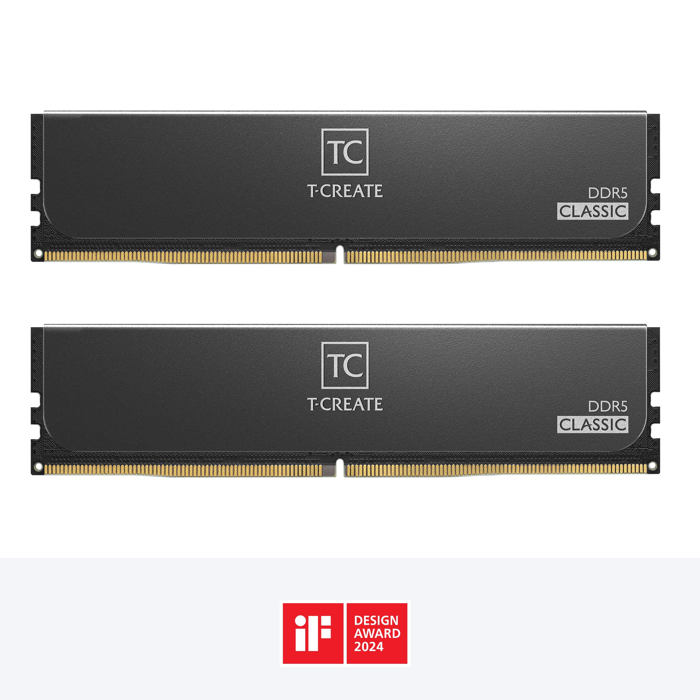 TEAMGROUP T-Create Classic 10L DDR5 64GB Kit (2 x 32GB) 6000MHz (PC5-48000) CL48 Desktop Memory Module Ram, Supports Both Intel & AMD - CTCCD564G6000HC48DC01, Black-UDIMM