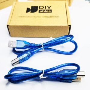 DIYables USB Cable for Arduino Uno Mega, USB 2.0 Cable Type A/B, 2 Pieces