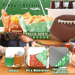 Axyi 50 Pack Football Party Paper Food Trays, Superbowl Party Decorations, Disposable Food Serving Paper, Football Party Food Boats Hot Dog Trays Movie Snack Trays, Combination