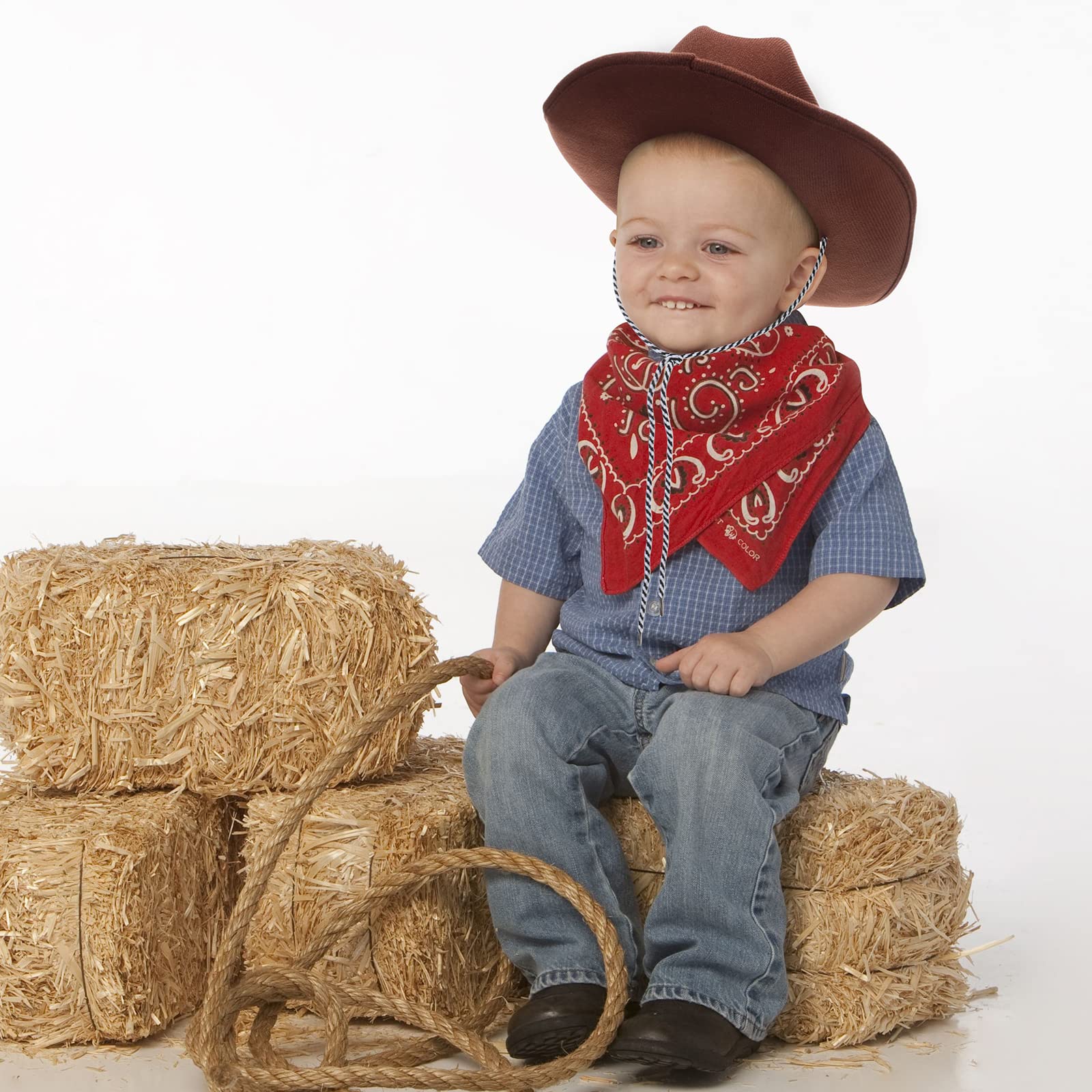 Jeyiour 2 Pieces Children Cowboy Hat Baby Sized Cowboy Hat Western Cowgirl Hat Brown Infant Hat with Adjustable Strap for Kids Girls and Boys Accessories (2-6 Years)