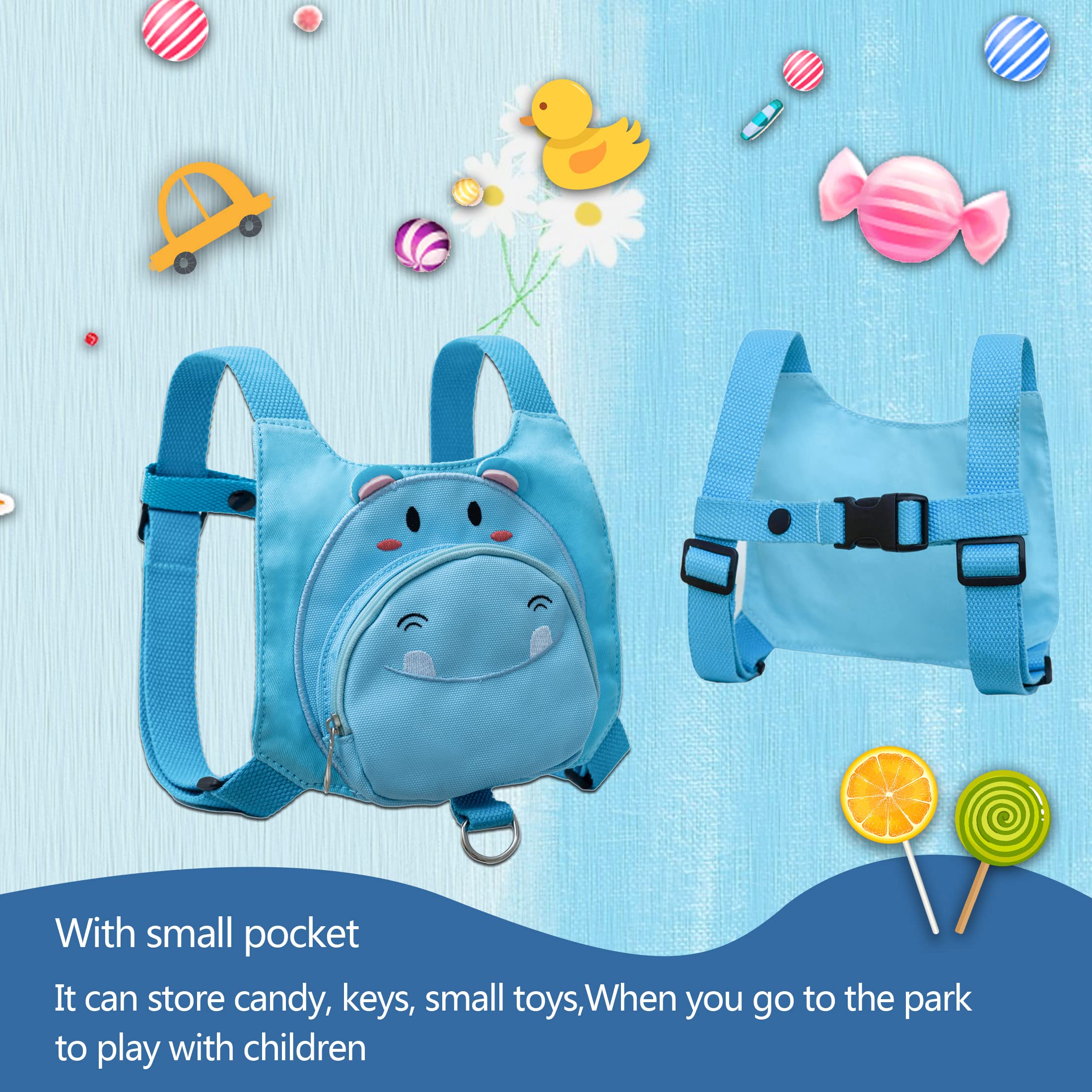 Toddlers Cute Animal Safety Harness with Leashes Kids Anti Lost Wrist Leash Link Wristlets,Hippo