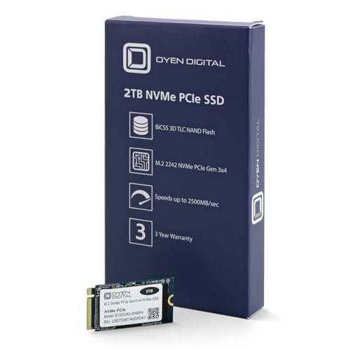 Oyen Digital 2TB M.2 2242 NVMe PCIe 3D TLC SSD Solid State Drive