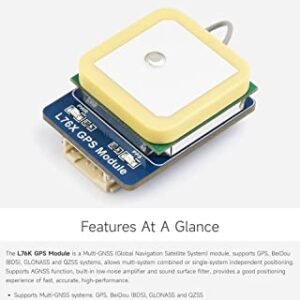 Waveshare L76K Multi-GNSS Module, Supports Multi-GNSS Systems Supports GPS/BeiDou(BDS)/GLONASS/QZSS, Compatible with Raspberry Pi/Pi Pico/Jetson Nano etc.