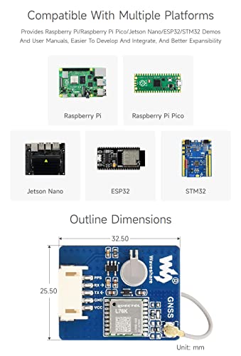 Waveshare L76K Multi-GNSS Module, Supports Multi-GNSS Systems Supports GPS/BeiDou(BDS)/GLONASS/QZSS, Compatible with Raspberry Pi/Pi Pico/Jetson Nano etc.