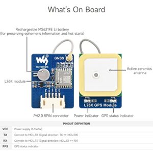 Waveshare L76K Multi-GNSS Module, Supports Multi-GNSS Systems Supports GPS/BeiDou(BDS)/GLONASS/QZSS, Compatible with Raspberry Pi/Pi Pico/Jetson Nano etc.