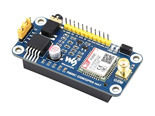 Waveshare R800C GSM/GPRS HAT Compatible with Raspberry Pi and Jetson Nano, Support 2G Communication Phone Call and SMS