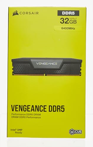 CORSAIR VENGEANCE DDR5 RAM 32GB (2x16GB) 6400MHz CL32 Intel XMP iCUE Compatible Computer Memory - Black (CMK32GX5M2B6400C32)