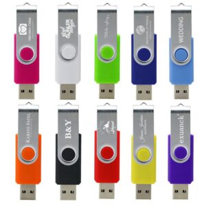 10 Pack USB Flash Drive 2GB Free Custom Personalized Logo, Custom Name USB 2.0 Metal Pendrive, USB Thumb Drive Memory Stick Customize Logo for Company Ads Wedding Gift Photography Vedio(10PCS 2GB)