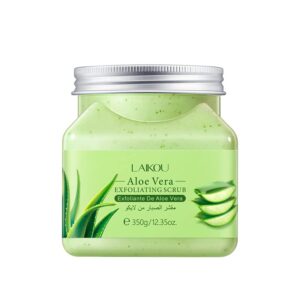 akary organic aloe vera exfoliating scrub, ultra hydrating and exfoliating scrub for nourishing essential body care moisturize, helps with acne, cellulite, dead skin scars, 12.35oz