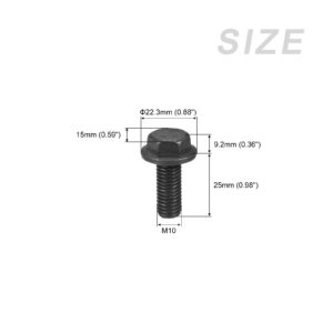 METALLIXITY Flanged Hex Head Bolts (M10x25mm) 6pcs, Hexagon Bolt Fully Thread Screw - for House Construction Hardware Fasteners