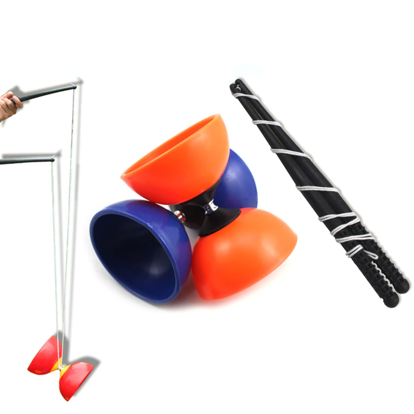 Hiborth Professional 3 Bearing Clutch Chinese Yoyo Diabolo Toy 2 Metal Sticks with Rope Juggling Diabolo Chinese Yoyo Diabolo Skill Toy