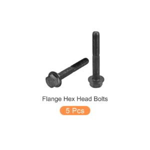 METALLIXITY Flanged Hex Head Bolts (M6x40mm) 5pcs, Hexagon Flange Bolt Half Thread Screw - for House Construction Hardware Fasteners