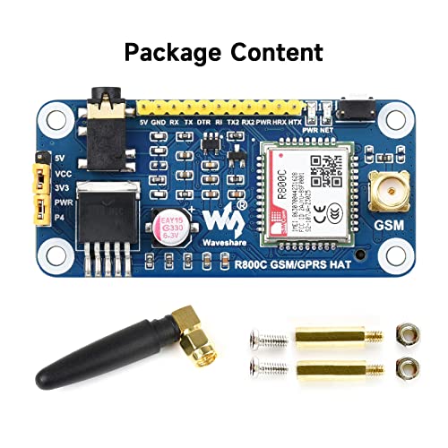 Waveshare R800C GSM/GPRS HAT Compatible with Raspberry Pi and Jetson Nano, Support 2G Communication Phone Call and SMS