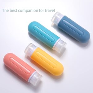 4 Pack Silicone Travel Bottles,3oz Leak Proof Liquid Squeezable Refillable Portable Travel Accessories/Cosmetic Containers,BPA Free,Travel Size Bottles for Toiletries Shampoo Conditioner Lotion