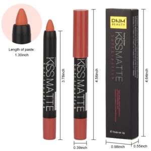 evpct 3Pcs Nude Beige Dark Light Brown Yellow Matte Lipstick and Lip Crayon Lip Liner Stick Pencil duo Makeup Set Long Lasting 24 Hour Waterproof Lip Gloss labiales mate 24 horas originales 08&17&19