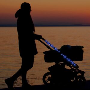 4 Sets Stroller Lights for Night, LED Lights for Baby Strollers, Walking Light for Strollers Battery Powered Safety Strip Light for Scooter, Bikes, Baby Strollers Accessories, Blue