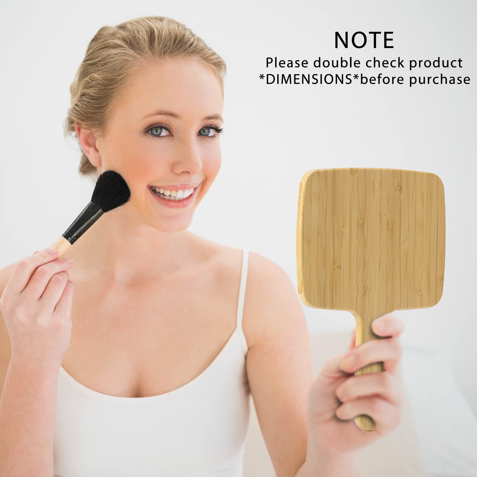 YEAKE Hand Mirror,Natural Bamboo Handheld Mirror with Handle, Single-Sided Portable Travel Vanity Mirror for Men & Women,6.9" W x 9.9" L