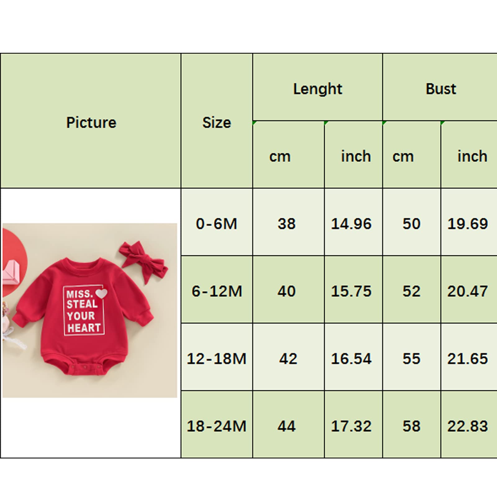 vchoohce Baby Girl Boy Valentine's Day Outfit Miss Steal Your Heart Romper Long Sleeve Oversized Onesie Fall Winter Clothes (Miss. Steal Your Heart-Red,18-24 Months)