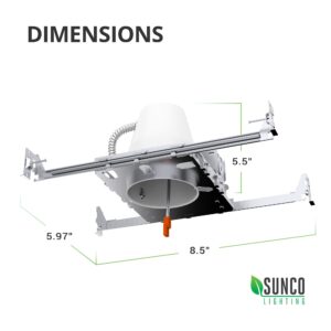 Sunco 24 Pack 4 Inch Recessed Lighting Housing Can Light New Construction Air Tight Steel Ceiling Can 120-277V Hard Wired TP24 Connector Easy Install IC Rated, UL Listed