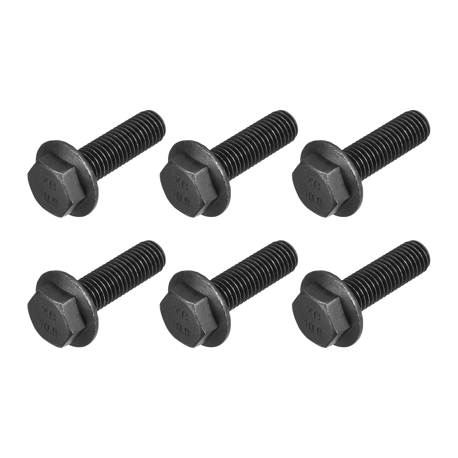 METALLIXITY Flanged Hex Head Bolts (M12x40mm) 6pcs, Hexagon Serrated Flange Bolt Fully Thread Screw - for House Construction Hardware Fasteners