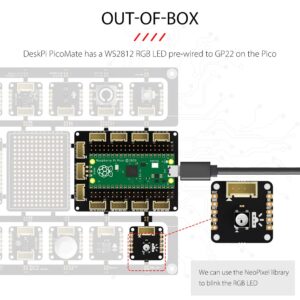 GeeekPi Pi Pico W Board with DeskPi PicoMate for Raspberry Pi Pico W, DeskPi PicoMate Expansion Board,Breakout Module Board for Raspberry Pi Pico W