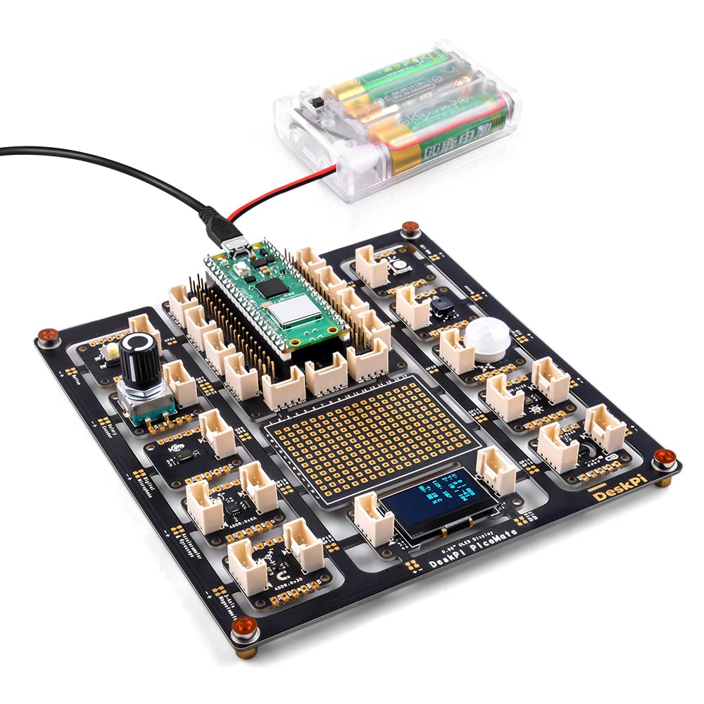 GeeekPi Pi Pico W Board with DeskPi PicoMate for Raspberry Pi Pico W, DeskPi PicoMate Expansion Board,Breakout Module Board for Raspberry Pi Pico W