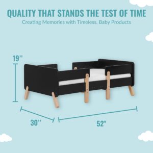 Dream On Me Osko Convertible Toddler Bed Made with Sustainable New Zealand Pinewood in Black, JPMA & Greenguard Gold Certified, Non-Toxic Finish