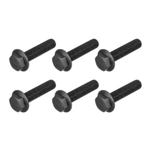 metallixity flanged hex head bolts (m12x50mm) 6pcs, hexagon serrated flange bolt fully thread screw - for house construction hardware fasteners