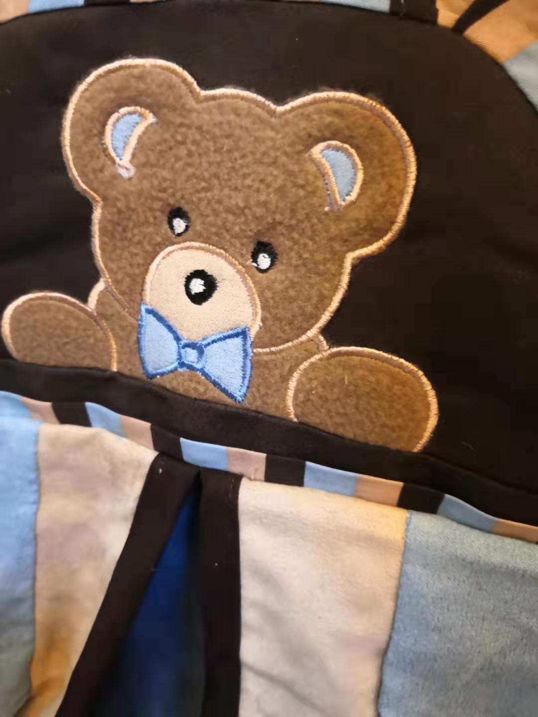 CribMATE Brown Blue Teddy Bear Nursery Crib Bedding Set Star Moon Themed Baby Boy Cot Set