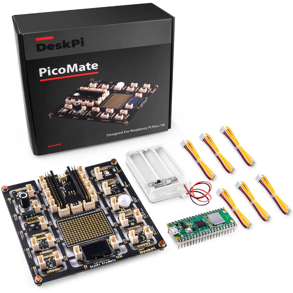 GeeekPi Pi Pico W Board with DeskPi PicoMate for Raspberry Pi Pico W, DeskPi PicoMate Expansion Board,Breakout Module Board for Raspberry Pi Pico W