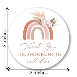 2" Round Pampas Grass Boho Rainbow Baby Shower Thank You Favor Sticker - Set of 40