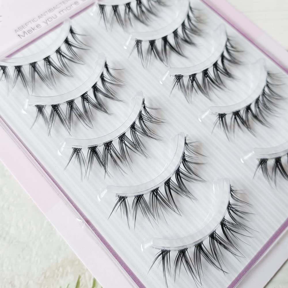 5 Pairs Mink Eyelashes Invisible Band 3D Mink Thick Long V Shape Natural Reusable False Eyelashes Eyelash Extension Makeup Tools