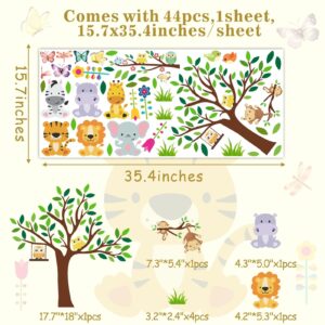 Cartoon Animal Wall Stickers Forest Tree Animal Wall Stickers Jungle Animal Wall Decals Woodland Animal Wall Decals Cute Zoo Animal Wall Stickers for Kids Room Playroom Nursery Decor