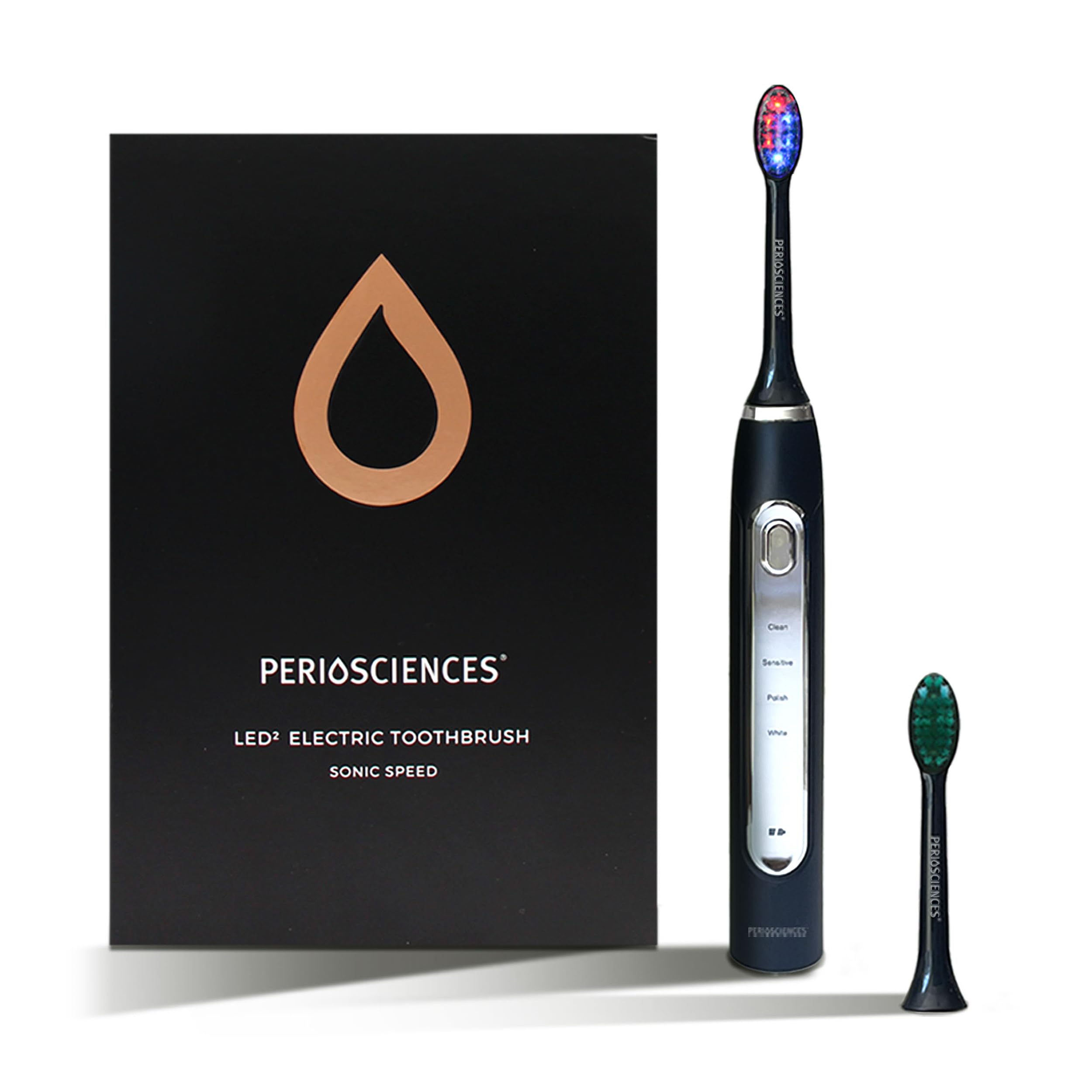 PerioSciences LED² Electric Toothbrush – 4 Brush Mode Rechargeable Toothbrush Light Therapy for Oral Care – Teeth Whitening