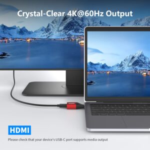 AMALINK USB C to HDMI adpter,4k@60HZfor MacBook Pro, MacBook Air, iPad Pro, Pixelbook, XPS, Galaxy, and More (USB C to HDMI 4K@60HZ) DP Alternative Mode Required