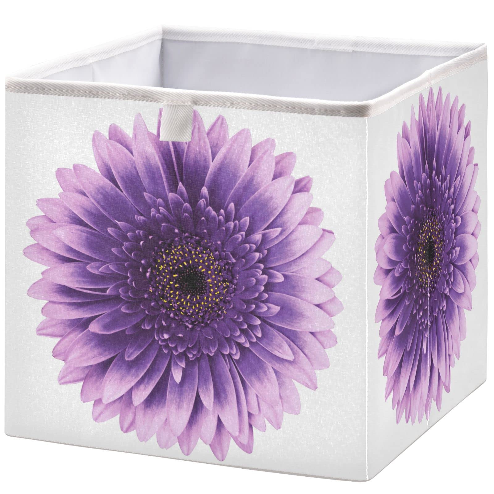 visesunny Closet Baskets Violet-pink Gerbera Flower Storage Bins Fabric Baskets for Organizing Shelves Foldable Storage Cube Bins for Clothes, Toys, Baby Toiletry, Office Supply