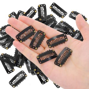 Lusofie 50Pcs Snap Wig Clips 6-Teeth U-shape Hair Extension Clips to Secure Wig No Sew With Silicon Rubber Wig Clips for Hair Extensions Hairpiece Wig Accessories(Black)