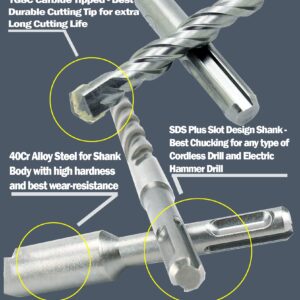 SDS Plus Rotary Hammer Drill Bit 3/16 in. x 8 in. Masonry Concrete Rock Drill-24Pcs