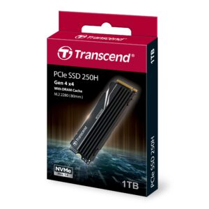 Transcend TS1TMTE250H 1TB M.2 PCIe Gen4x4 2280 NVMe Internal Gaming SSD Solid State Drive with Aluminum Heatsink and Speeds up to 7,200MB/s, Compatible with Sony PlayStation 5